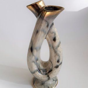 VTG Pottery MCM Germany Twin Vase Double Neck Keramic Retro Bud Flower Vase